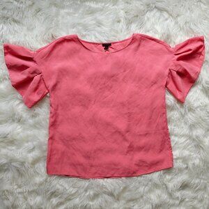 Ann Taylor Bubblegum Pink Ruffle Sleeve Blouse, SIZE Small